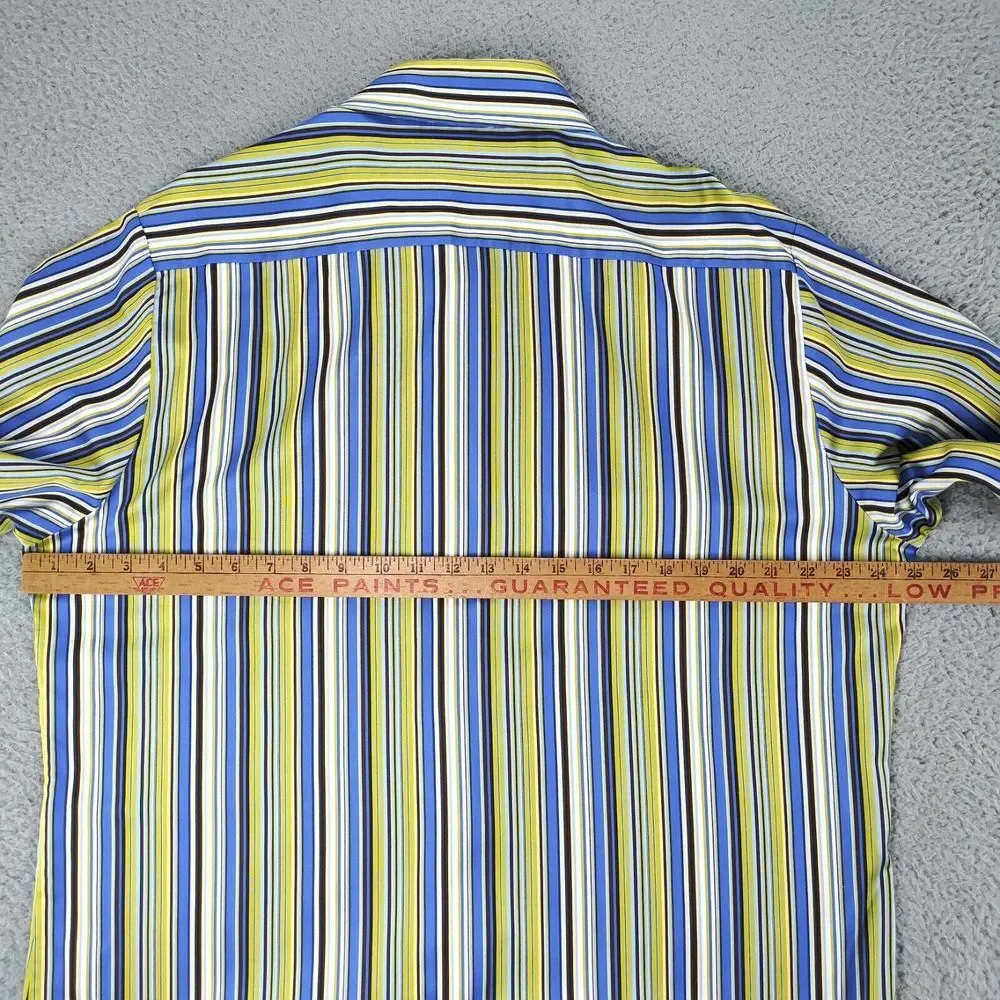 Robert Graham Shirt Mens XL Green Striped Classic Fit Flip Cuff Button Down
